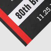 80ste Verjaardag Zwart met Rood Lijst Custom A01E1 Tissuepapier (Detail)