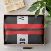 80ste Verjaardag Zwart met Rood Lijst Custom A01E1 Tissuepapier (Geschenk)
