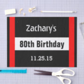 80ste Verjaardag Zwart met Rood Lijst Custom A01E1 Tissuepapier (Craft)