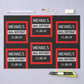 80ste Verjaardag Zwart met Rood Lijst Custom A01E3 Tissuepapier (Craft)