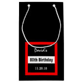 80ste verjaardag Zwart met rood Lijst Custom A20 Klein Cadeauzakje (Achterkant)