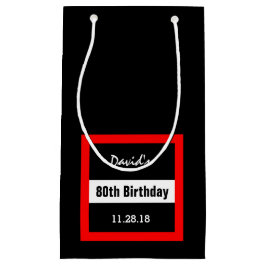 80ste verjaardag Zwart met rood Lijst Custom A20 Klein Cadeauzakje