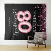80ste verjaardag Zwart Roze Foto Achtergrond Wandkleed (In Situ (horizontaal))