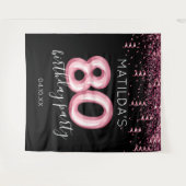 80ste verjaardag Zwart Roze Foto Achtergrond Wandkleed (Voorkant (horizontaal))