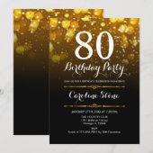 80ste verjaardag - Zwart Wit Goud Kaart (Voorkant / Achterkant)