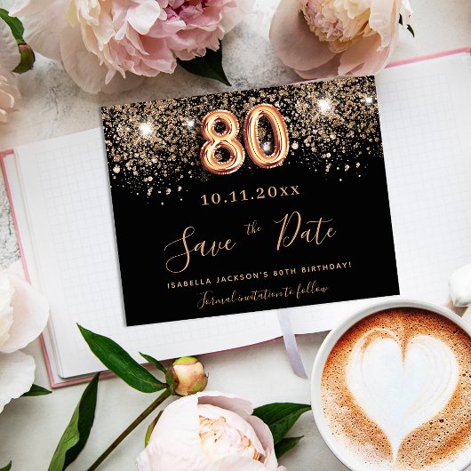 80ste verjaardag zwarte glitters budget save the d flyer