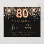 80ste verjaardag zwarte glitters budget save the d flyer (Voorkant)