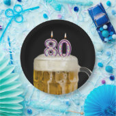 80ste Verjaardagsbier op zwart Papier Bord (Feest)