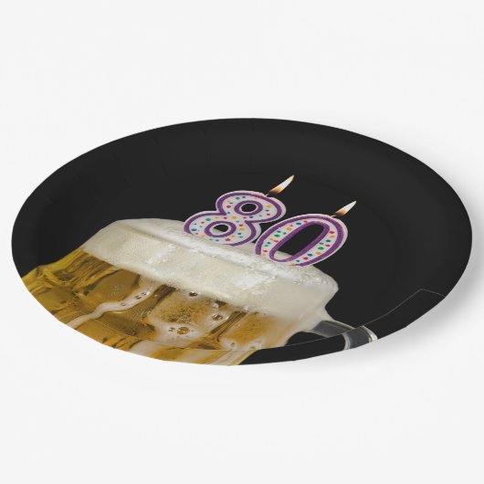 80ste Verjaardagsbier op zwart Papier Bord (Gekanteld)