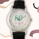 80ste verjaardagscadeau Motivatie Grappig Bloemenv Horloge<br><div class="desc">80e verjaardag bloemenhorloge voor een vrouw die 80 jaar viert. Een grappige en motivatie quote 80 dus wat! is perfect voor een positief persoon met een gevoel voor humor. Bloempatroon met roze en gele eenvoudige madeliefjes op wit. Geweldig als verjaardagscadeau voor een vrouw. U kunt het leeftijdsnummer wijzigen.</div>