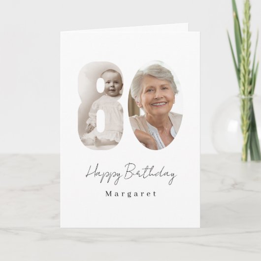 80ste verjaardagsfeest aangepaste foto-verjaardags kaart (Voorkant)