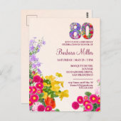 80ste verjaardagsfeest Bloemen Modern 80 jaar fees Briefkaart (Voorkant / Achterkant)