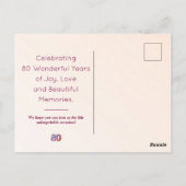 80ste verjaardagsfeest Bloemen Modern 80 jaar fees Briefkaart (Achterkant)