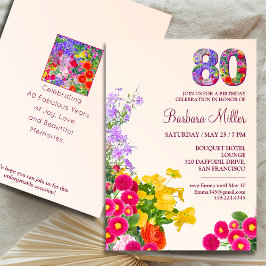 80ste verjaardagsfeest Bloemen Modern 80 jaar fees Kaart