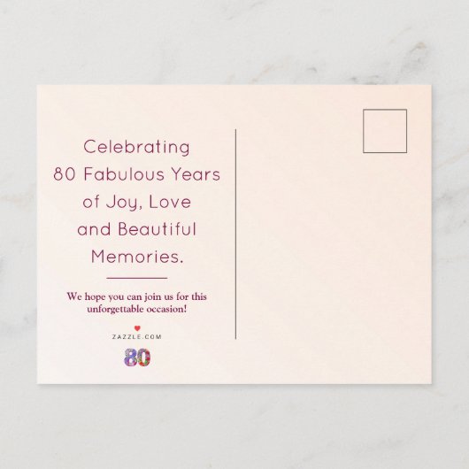 80ste verjaardagsfeest Bloemen Modern 80 jaar fees Uitnodiging Briefkaart (Achterkant)