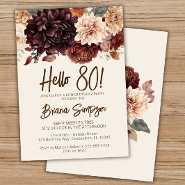 80ste Verjaardagsfeest Bruin Beige Ivoor Bloem Kaart