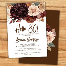 80ste verjaardagsfeest bruine beige bloemen bloems kaart