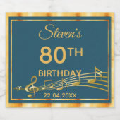 80ste verjaardagsfeest elegant blauwgroen en goude sparkling wijnetiket (Enkel label)