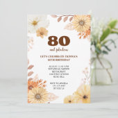 80ste verjaardagsfeest Elegante bloemen Uitnodigin Kaart (Staand voorkant)