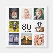 80ste verjaardagsfeest foto collage man magneet (Voorkant)