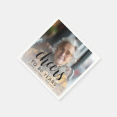 80ste Verjaardagsfeest Foto Zwarte Script Proost Servet (Hoek)