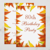 80ste verjaardagsfeest herfstbladeren kaart (Voorkant / Achterkant)