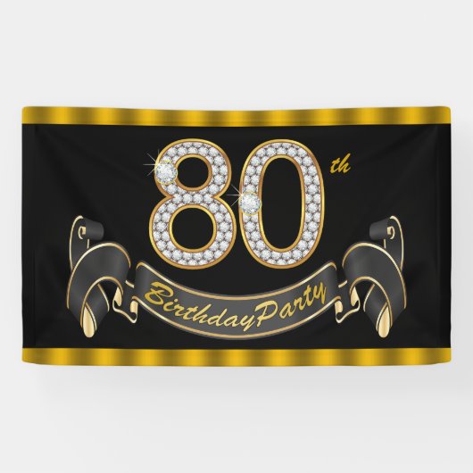 80ste Verjaardagsfeest Spandoek (Horizontaal)