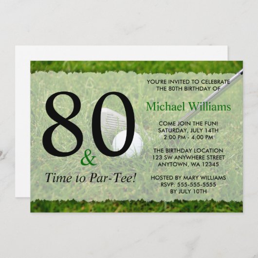 80ste verjaardagsfeest van golf kaart (Voorkant / Achterkant)