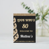 80ste verjaardagsfeest welkomstbord voor mannen briefkaart (Staand voorkant)