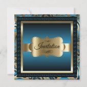 80ste verjaardagsfeestje | Blauw Metallic & Goud Kaart (Voorkant)