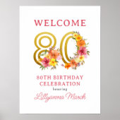 80ste verjaardagsfeestje Bloemen Goud Nummer 80 We Poster (Voorkant)