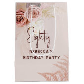 80ste verjaardagsfeestje Boho Bloemen Aangepast Medium Cadeauzakje (Achterkant)