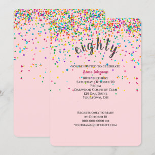 80ste verjaardagsfeestje confetti uitnodiging