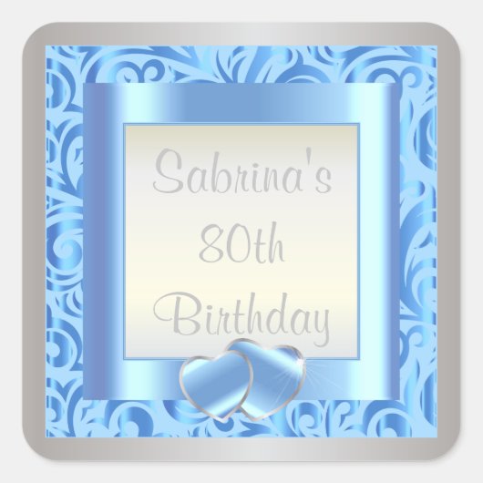 80ste verjaardagsfeestje | DIY-tekst | Blauw Vierkante Sticker (Voorkant)