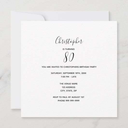 80ste verjaardagsfeestje foto hallo 80 man wit kaart (Achterkant)