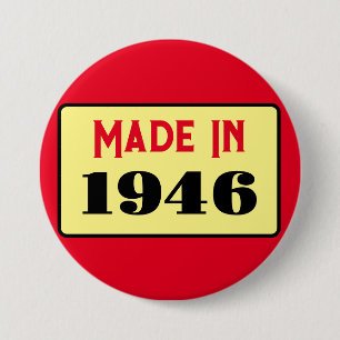 80ste verjaardagsfeestje geboren 1946 80 pin ronde button 7,6 cm