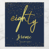 80ste verjaardagsfeestje Glamorous Navy Gold Wijn Etiket (Enkel label)