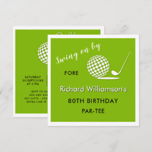 80ste verjaardagsfeestje golf thema voor mannen kaart