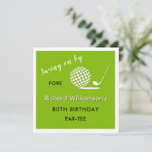 80ste verjaardagsfeestje golf thema voor mannen kaart (Staand voorkant)