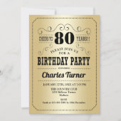 80ste verjaardagsfeestje - Goud Zwart Kaart (Voorkant)