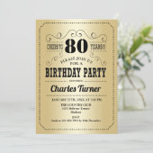 80ste verjaardagsfeestje - Goud Zwart Kaart (Staand voorkant)