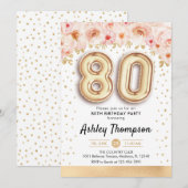 80ste verjaardagsfeestje - gouden ballonnen kaart (Voorkant / Achterkant)