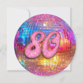 80ste verjaardagsfeestje Gouden Roze Glitter Disco Kaart (Achterkant)