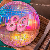 80ste verjaardagsfeestje Gouden Roze Glitter Disco Papieren Bordje