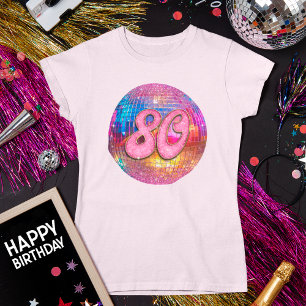 80ste verjaardagsfeestje Gouden Roze Glitter Disco T-shirt