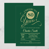 80ste verjaardagsfeestje - Groen Goud Kaart (Voorkant / Achterkant)