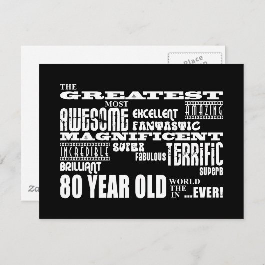 80ste verjaardagsfeestje grootste tachtig jaar oud uitnodiging briefkaart (Voorkant / Achterkant)