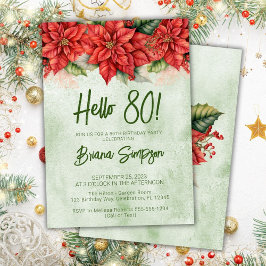 80ste verjaardagsfeestje Kerst Poinsettia bloemstu Kaart
