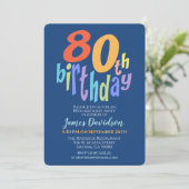 80ste verjaardagsfeestje Kleurrijk Modern Kaart (Staand voorkant)