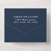 80ste verjaardagsfeestje marineblauw eenvoudig mod all in one uitnodiging (Achterkant)